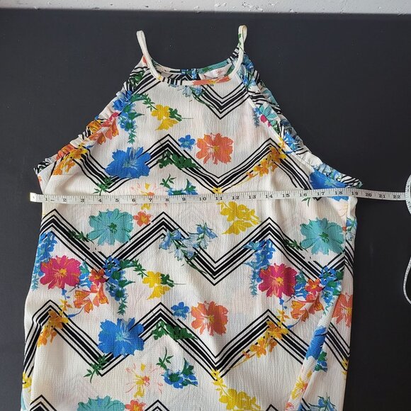 Candie's Juniors Multicolor Floral Chevron Tank Top Size Large Boho Fairy Summer - Picture 7 of 8